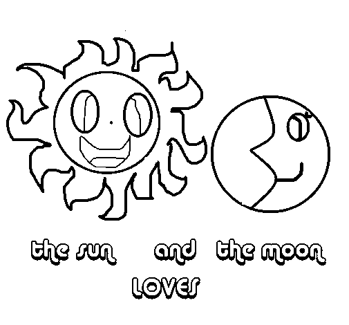 Sun and moon coloring page