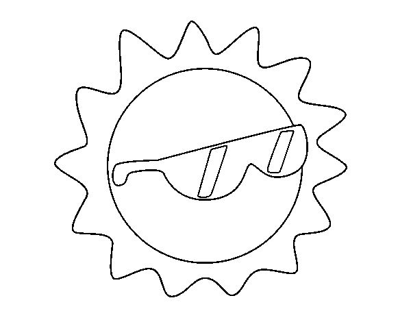 Sun with glasses coloring page