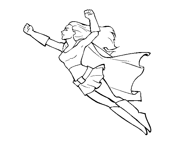 Super girl flying coloring page