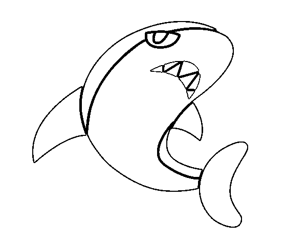 Swimming shark coloring page