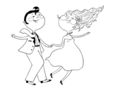 Swing dancers coloring page