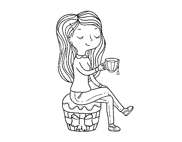 Tea time coloring page