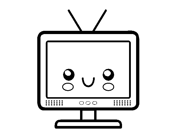 Television with antenna coloring page