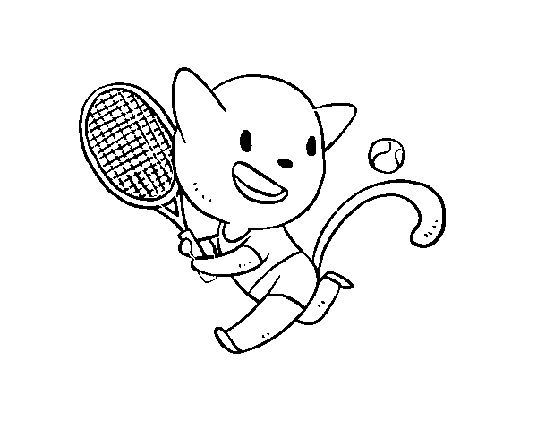 Tenis cat coloring page