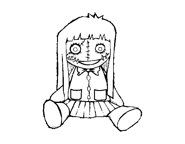 Terrifying doll coloring page