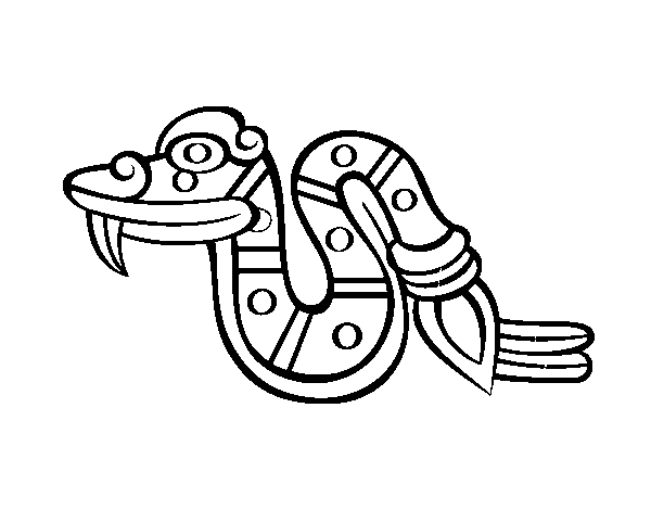 The Aztecs days: the Snake Coatl coloring page