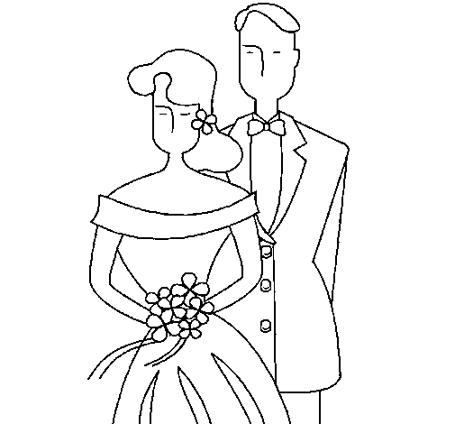 The bride and groom II coloring page