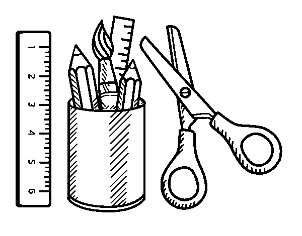 The School equipment coloring page