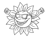 The sun with sunglasses coloring page