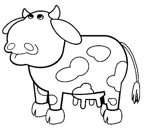 Thoughtful cow coloring page