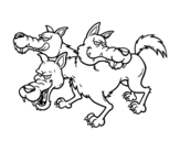 Three-headed cerberus coloring page