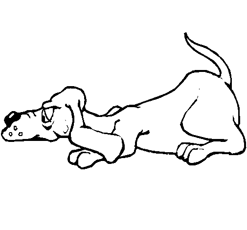 Tired dog coloring page