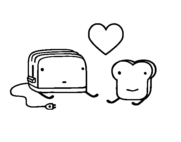 Toaster and toast coloring page