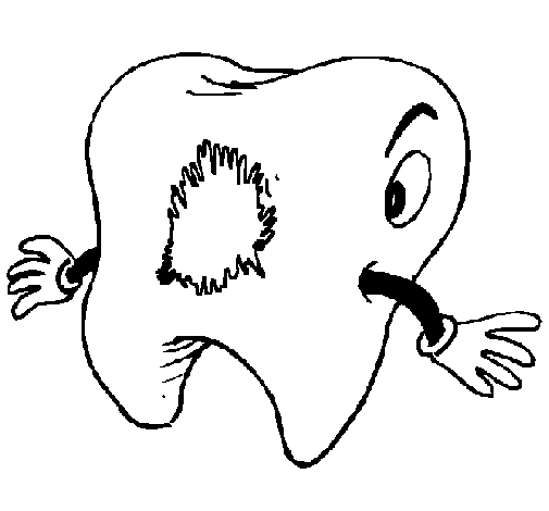 Tooth with tooth decay coloring page