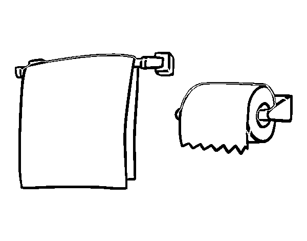 Towel and toilet paper coloring page