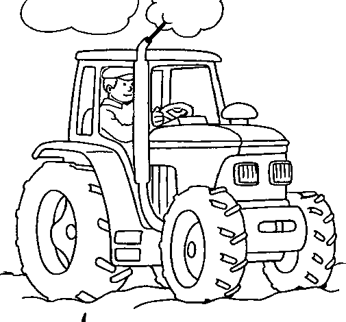 Tractor working coloring page
