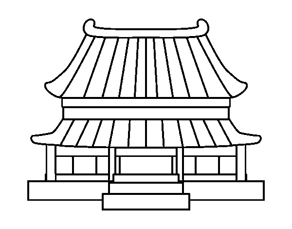 Traditional chinese house coloring page