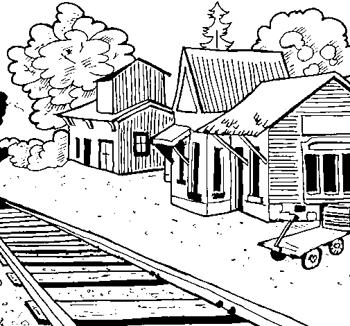 Train station coloring page