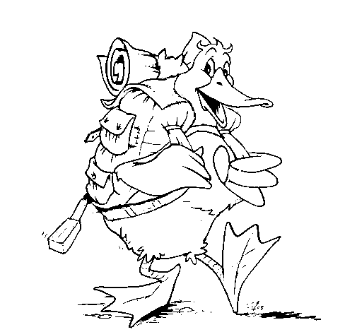 Travelling duck coloring page