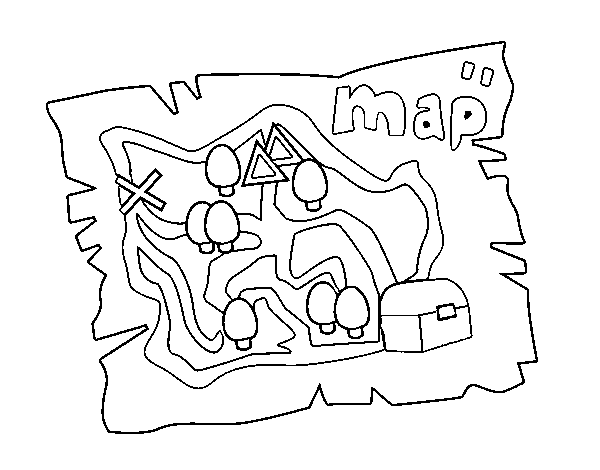 Treasure map coloring page
