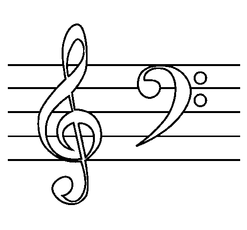 Treble and bass clefs coloring page