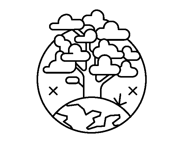 Tree circle coloring page