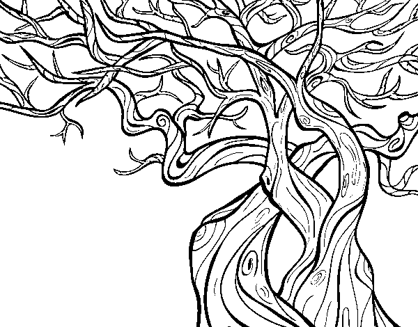 Tree ghostly coloring page