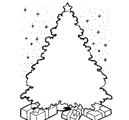 Tree lit up coloring page