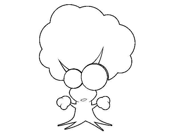 Tree with face coloring page