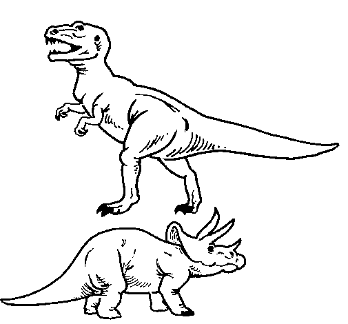 Triceratops and Tyrannosaurus rex coloring page