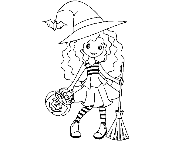 Trick-or-treating coloring page
