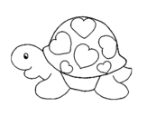 Turtle with hearts coloring page