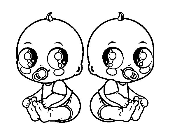 Twin babies coloring page