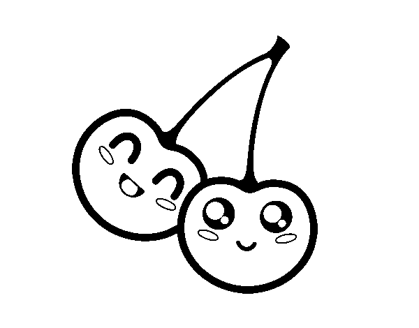 Two cherries coloring page