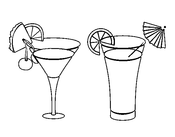 Two cocktails coloring page