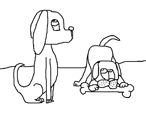 Two dogs coloring page