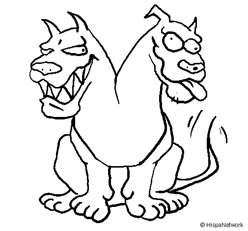 Two-headed dog coloring page