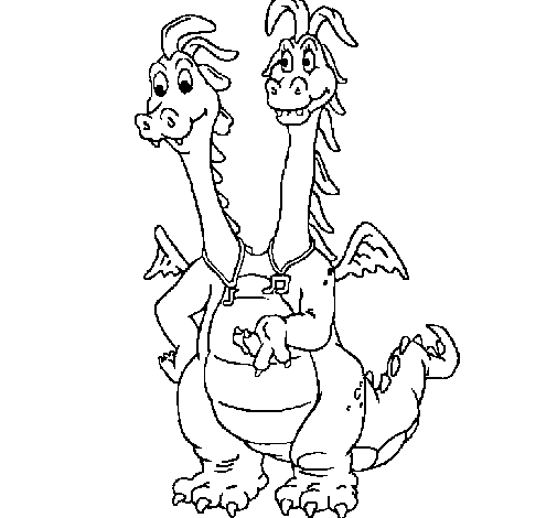 Two-headed dragon coloring page