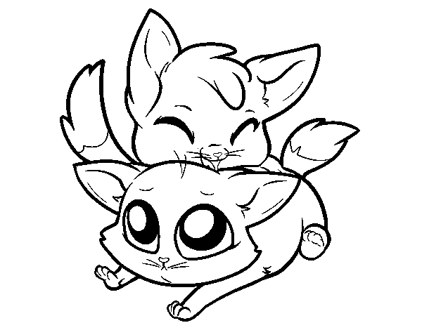 Two kittens coloring page