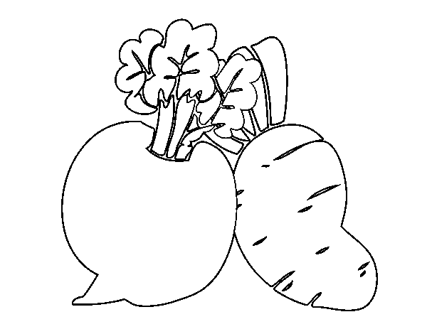 Two turnip coloring page