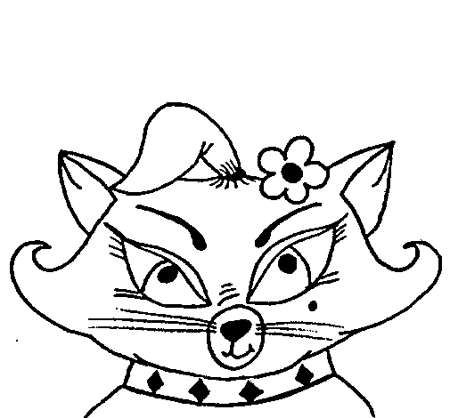 Vain cat coloring page