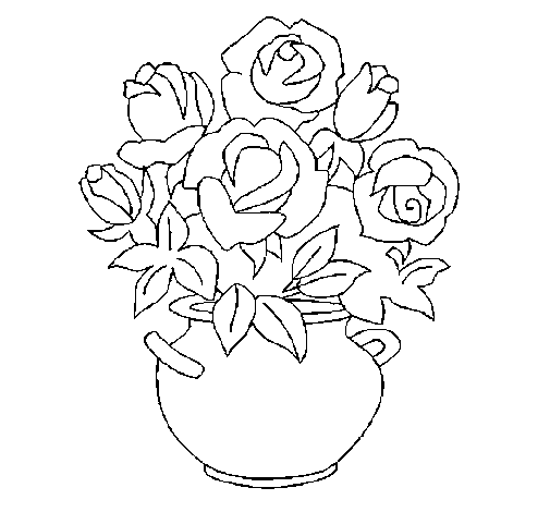 Vase of flowers coloring page