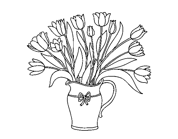 Vase of tulips coloring page