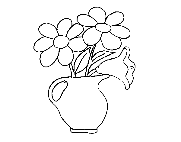 Vase with daisies coloring page