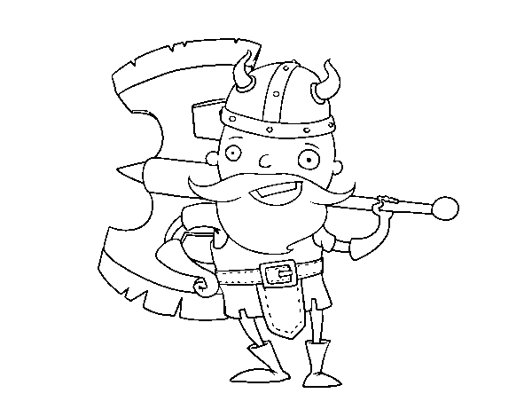 Viking with big ax coloring page