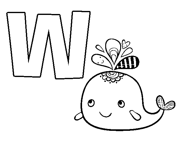 W of Whale coloring page