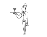 Waiter with cocktail coloring page