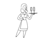 waitress with glasses coloring page