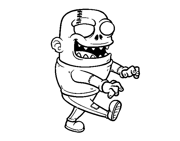 Walking zombie coloring page