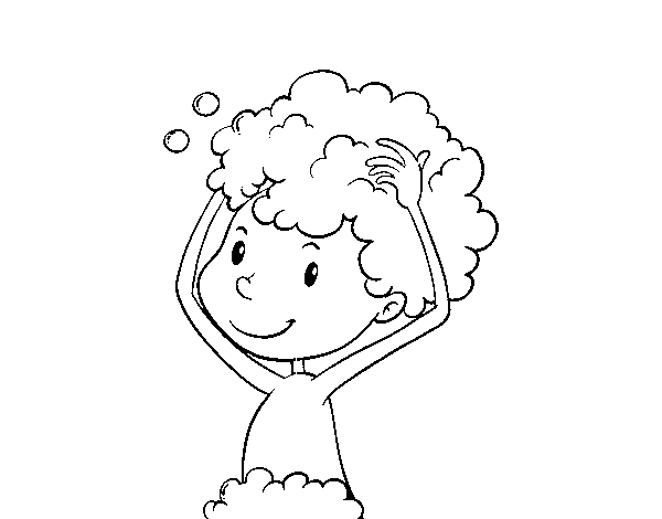 Washing the hair coloring page